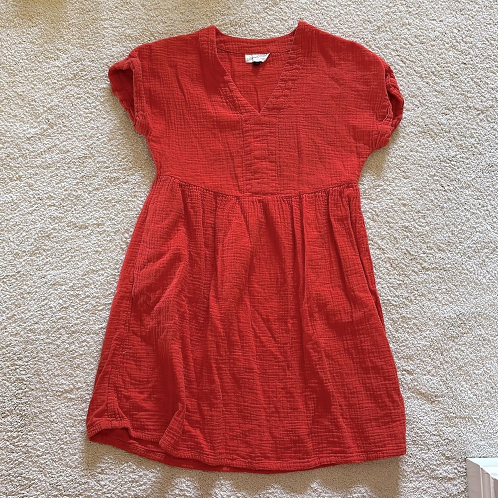 Orange v neck mini dress, size XS